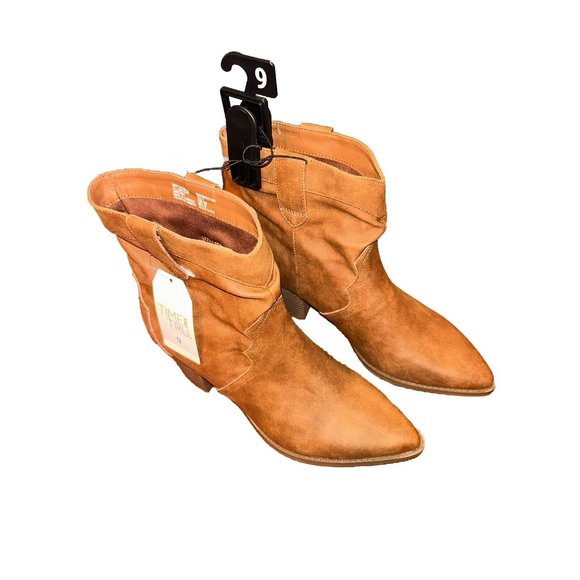 Time & Tru Women’s Western Slouch Boots Size 9 Cognac - Picture 1 of 3